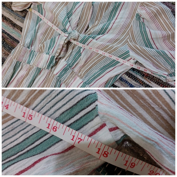 Loft Beach White Colorful Striped Open Tie Front Short Sleeve Casual Jumpsuit - Picture 10 of 12